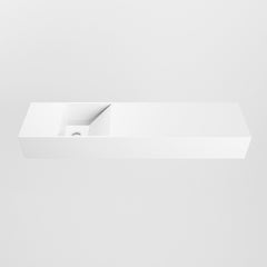 MONDIAZ TYNE 90cm fontein solid surface kleur Talc. Positie wastafel links