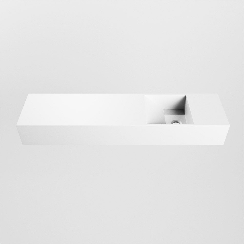 MONDIAZ TYNE 90cm fontein solid surface kleur Talc. Positie wastafel rechts