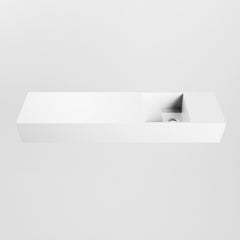 MONDIAZ TYNE 90cm fontein solid surface kleur Talc. Positie wastafel rechts