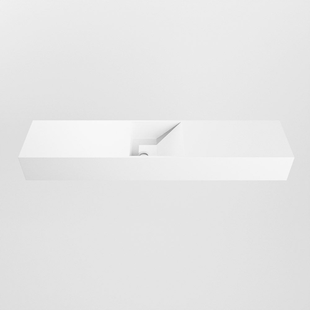 MONDIAZ TYNE 100cm fontein solid surface kleur Talc. Positie wastafel midden