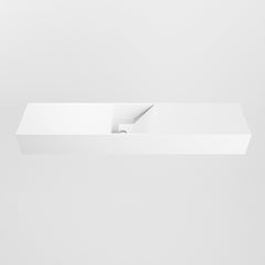 MONDIAZ TYNE 100cm fontein solid surface kleur Talc. Positie wastafel midden