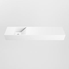 MONDIAZ TYNE 100cm fontein solid surface kleur Talc. Positie wastafel links