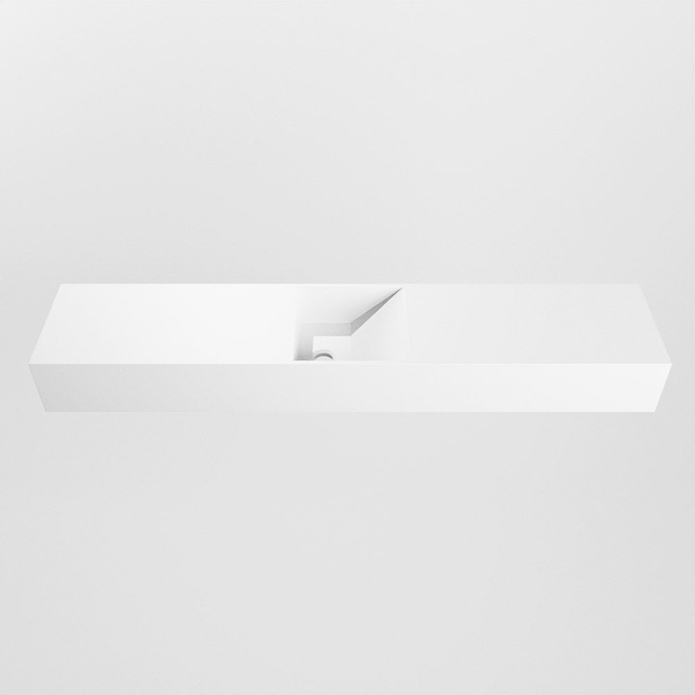 MONDIAZ TYNE 110cm fontein solid surface kleur Talc. Positie wastafel midden