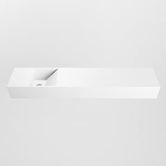 MONDIAZ TYNE 110cm fontein solid surface kleur Talc. Positie wastafel links