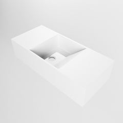 MONDIAZ TYNE 50cm fontein solid surface kleur Talc. Positie wastafel links