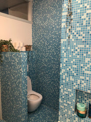 The Mosaic Factory GM57 Amsterdam Blauw Mix Zachte korrel - glas mozaïektegel 2x2cm