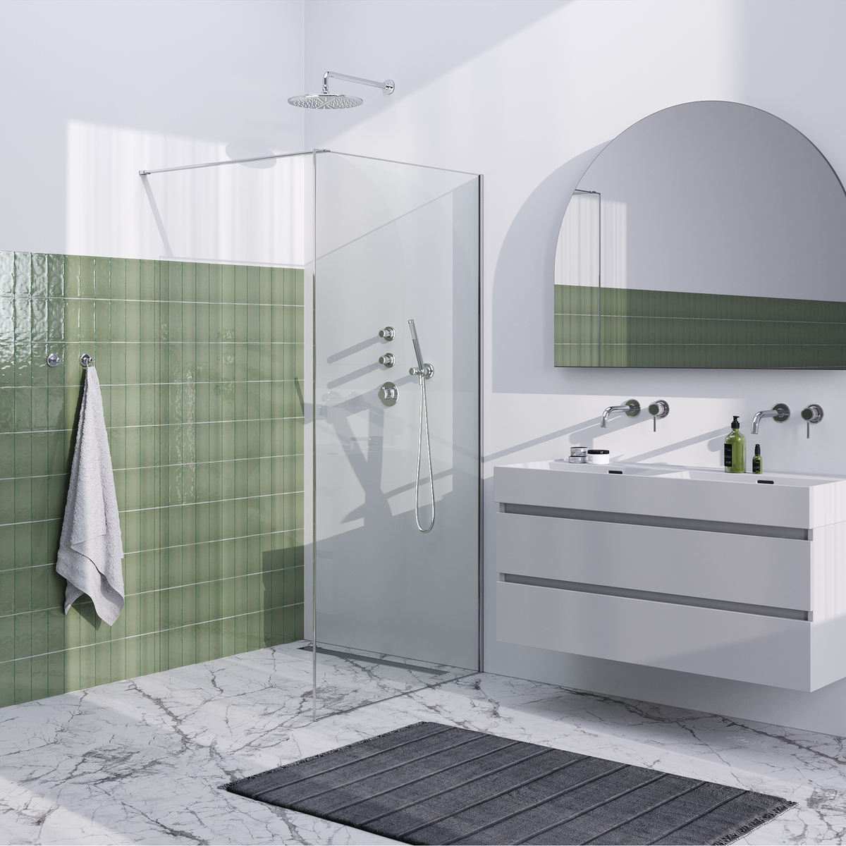 BRAUER Chrome Frame Inloopdouche - helder glas - 100x200 - muurprofiel - lijst rondom