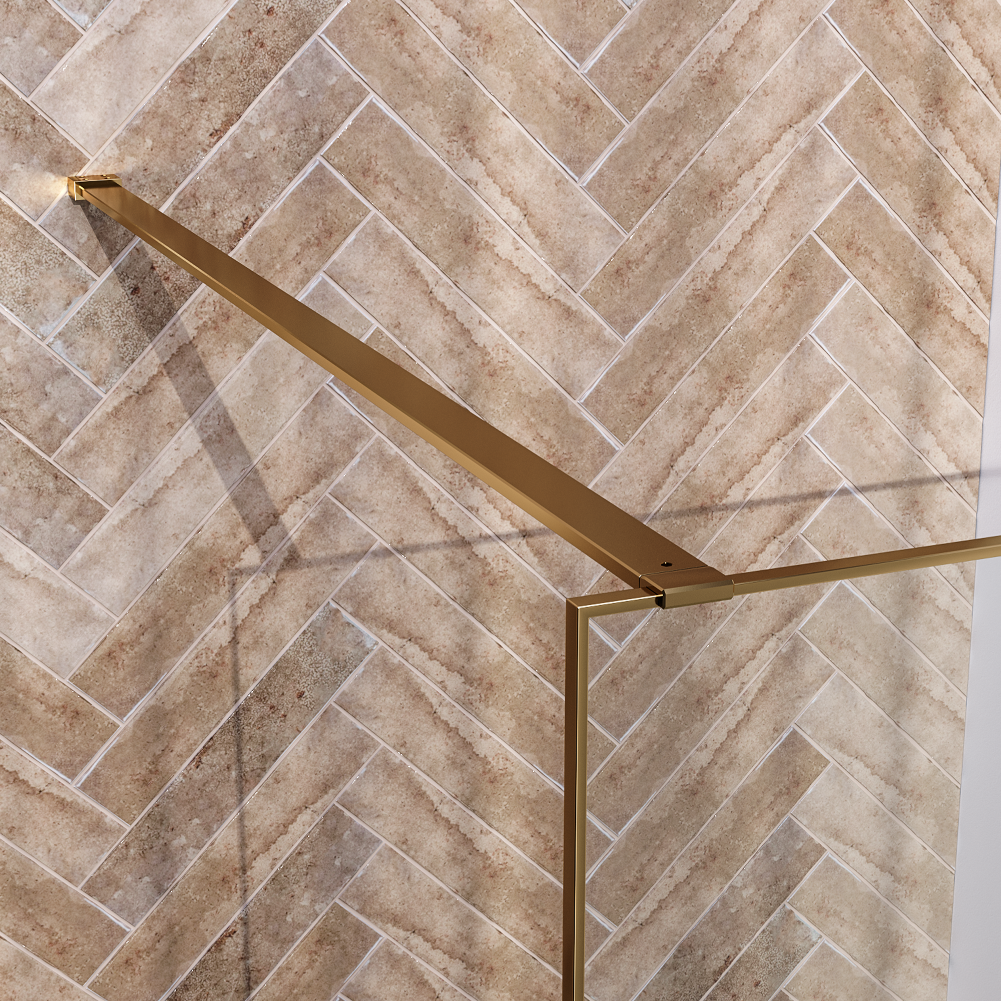 BRAUER Gold Frame Inloopdouche set 1 helder glas 100x200 met muurprofiel en lijst rondom goud geborsteld GS-ILMP1H100200GG