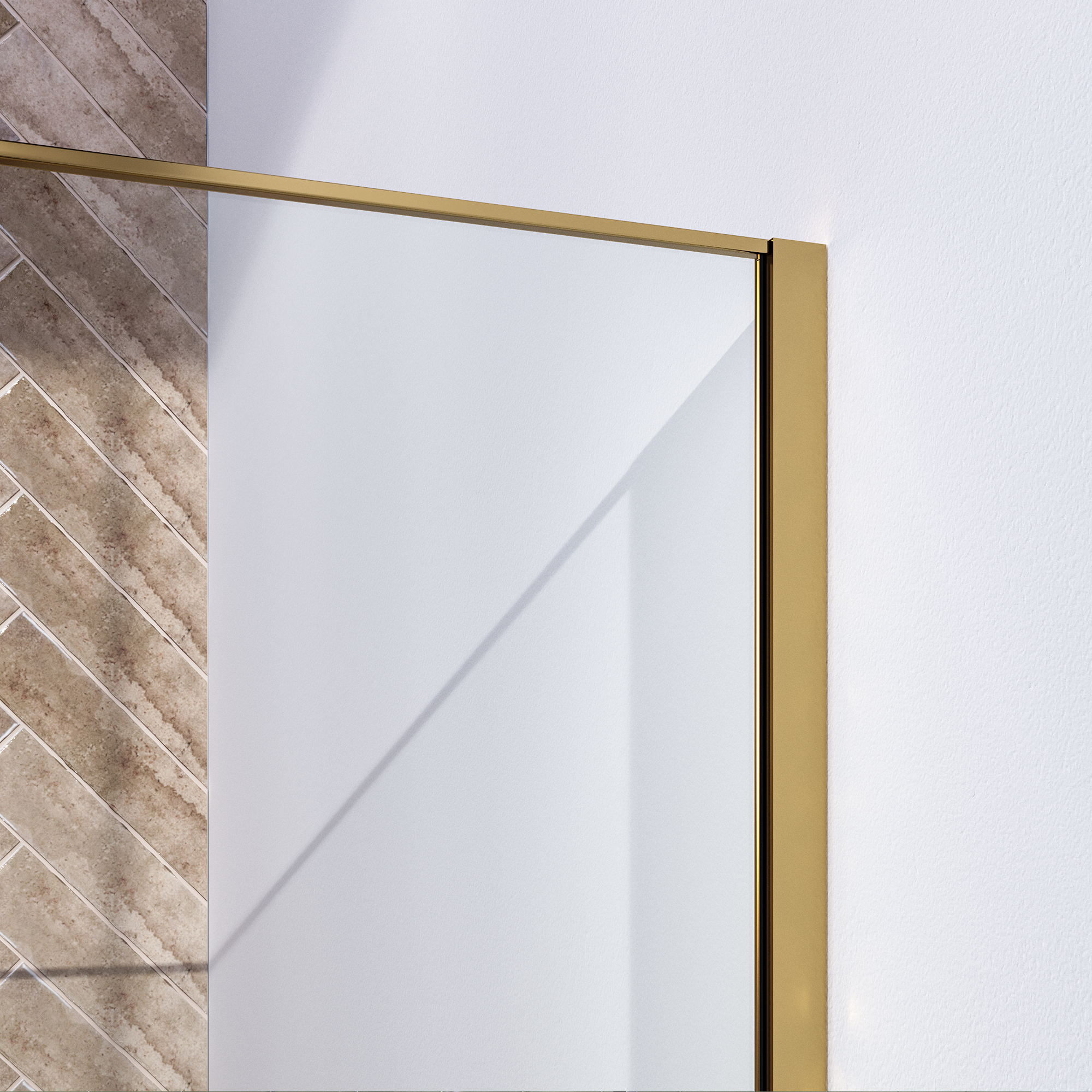 BRAUER Gold Frame Inloopdouche set 1 helder glas 100x200 met muurprofiel en lijst rondom goud geborsteld GS-ILMP1H100200GG
