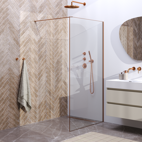 BRAUER Copper Frame Inloopdouche - helder glas - 100x200 - muurprofiel - lijst rondom - koper geborsteld PVD
