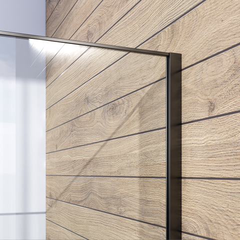 BRAUER Gunmetal Frame Inloopdouche set 1 helder glas 100x200 met muurprofiel en lijst rondom gunmetal geborsteld GS-ILMP1H100200GM