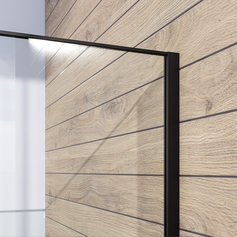 BRAUER Black Frame Inloopdouche set 1 helder glas 100x200 met muurprofiel en lijst rondom mat zwart GS-ILMP1H100200S