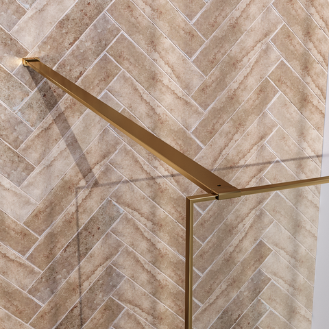 BRAUER Gold Frame Inloopdouche set 1 helder glas 120x200 met muurprofiel en lijst rondom goud geborsteld GS-ILMP1H120200GG