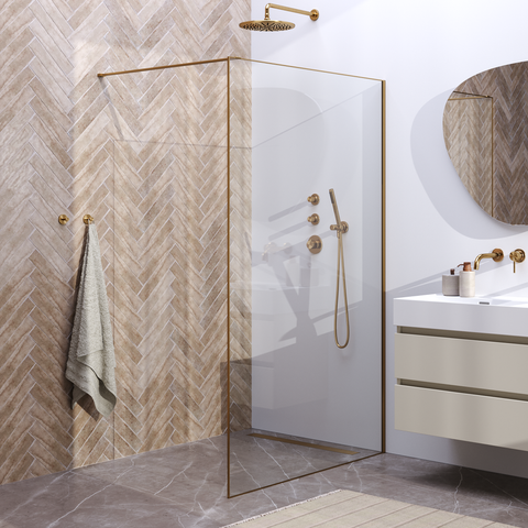 BRAUER Gold Frame Inloopdouche set 1 helder glas 120x200 met muurprofiel en lijst rondom goud geborsteld GS-ILMP1H120200GG
