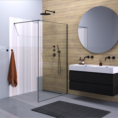 BRAUER Black Frame Inloopdouche set 1 helder glas 120x200 met muurprofiel en lijst rondom mat zwart GS-ILMP1H120200S
