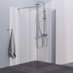 BRAUER Brushed Season Inloopdouche set 1 helder glas 110x200 met muurprofiel RVS-kleurig geborsteld GS-ISMP1H110200NG