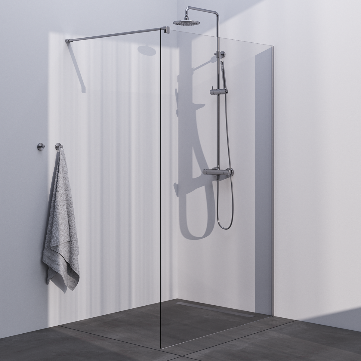 BRAUER Brushed Season Inloopdouche set 1 helder glas 130x200 met muurprofiel RVS-kleurig geborsteld GS-ISMP1H130200NG