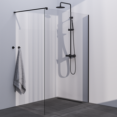 BRAUER Black Season Inloopdouche set 1 helder glas 140x200 met muurprofiel mat zwart GS-ISMP1H140200S