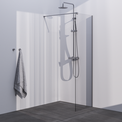 BRAUER Brushed Season Inloopdouche set 1 helder glas 60x200 met muurprofiel RVS-kleurig geborsteld GS-ISMP1H60200NG