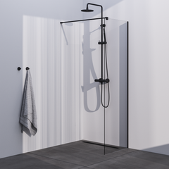 BRAUER Black Season Inloopdouche set 1 helder glas 70x200 met muurprofiel mat zwart GS-ISMP1H70200S
