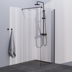 BRAUER Black Season Inloopdouche set 1 helder glas 80x200 met muurprofiel mat zwart GS-ISMP1H80200S
