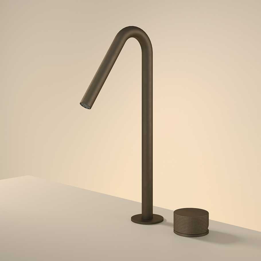 Hotbath Guy Diamond GY023HD 2-gats wastafelkraan hoog met draaibare uitloop - Tuscan Bronze