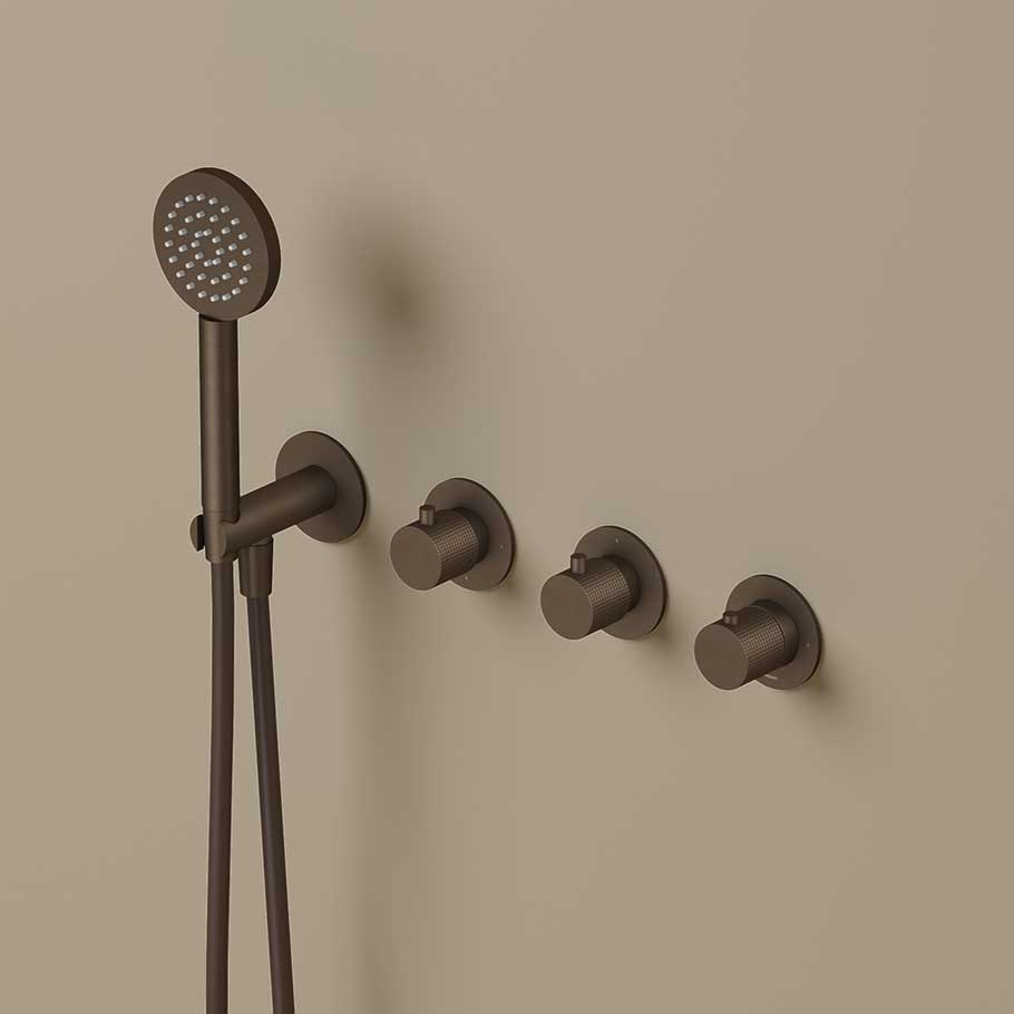 Hotbath Guy Diamond GY7071DEXT afbouwdeel voor inbouwthermostaat met 2 stopkranen - Tuscan Bronze