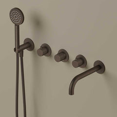 Hotbath Guy Row GY7072REXT afbouwdeel voor inbouw badthermostaat met 2 stopkranen met uitloop - Tuscan Bronze