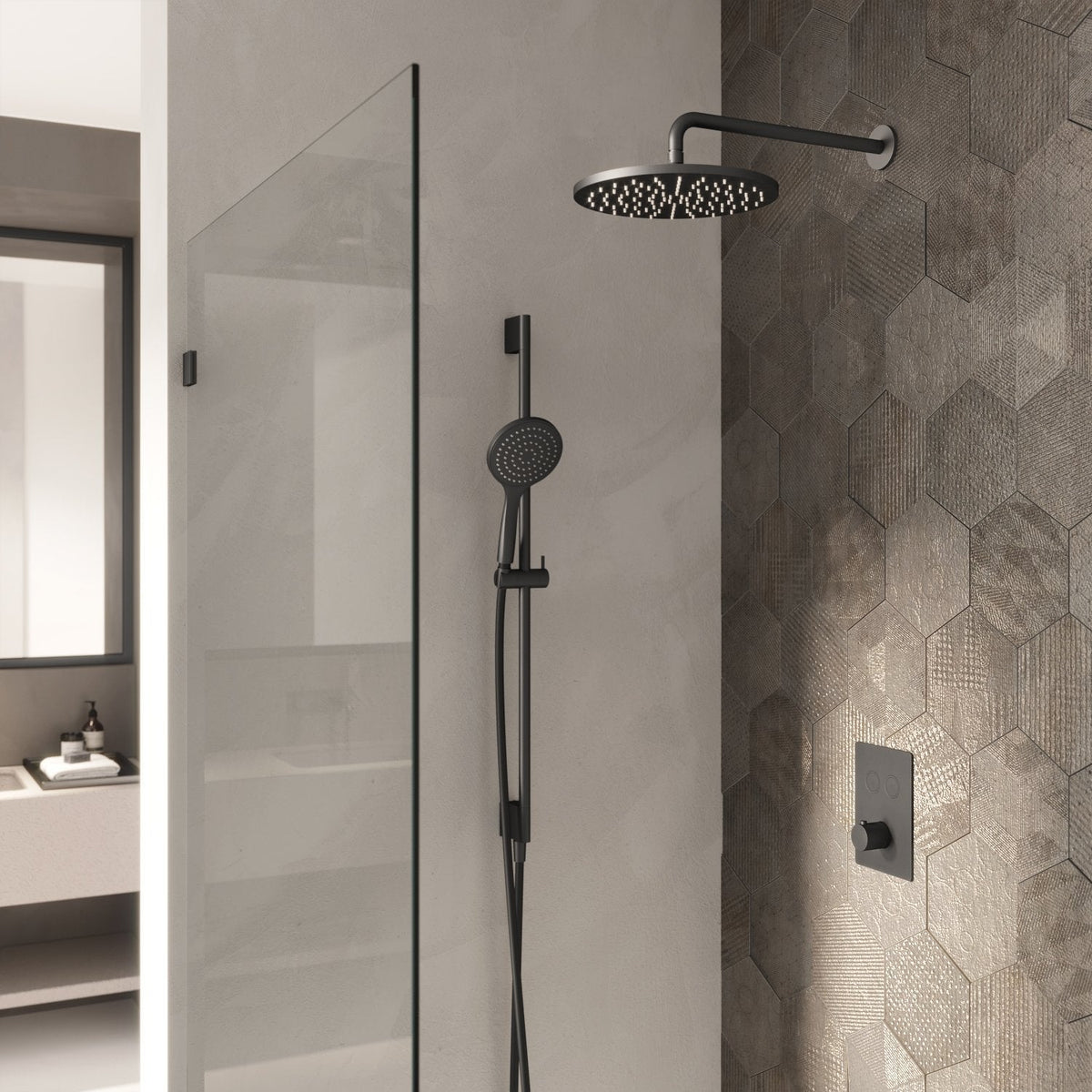 Hotbath Cobber IBS23 inbouw doucheset - ronde 3 standen handdouche - 20cm hoofddouche - wandarm - glijstang - Geborsteld Nikkel