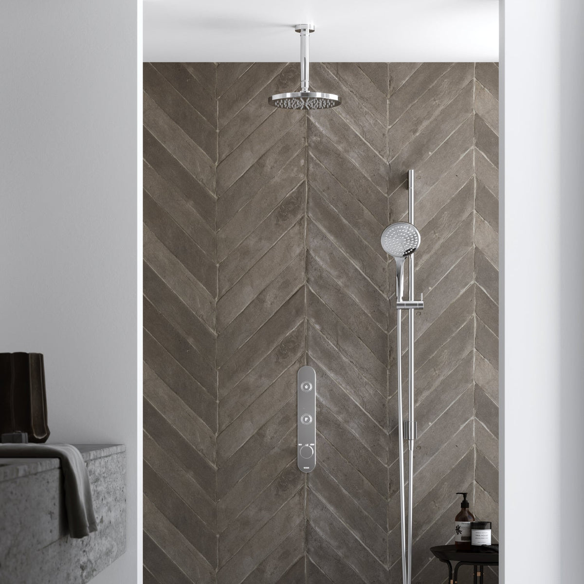 Hotbath Cobber IBS24 inbouw doucheset - staafhanddouche - 30cm hoofddouche - plafondbuis 30cm - glijstang - Chroom