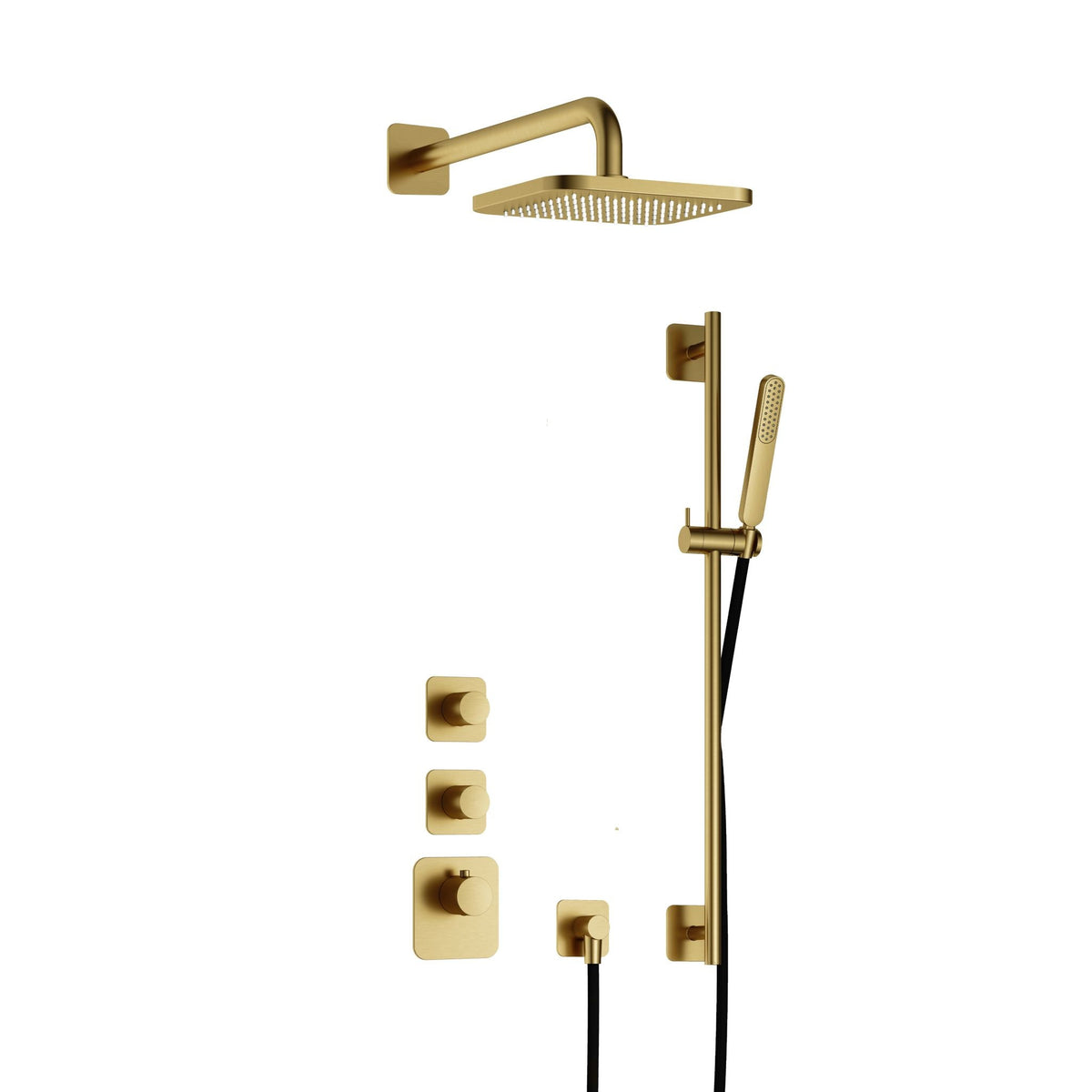 Hotbath Gal IBS40 inbouw doucheset High Flow met 2 stopkranen met glijstang - Geborsteld Messing PVD