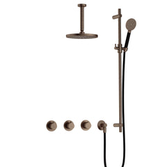 Hotbath Cobber IBS70 inbouw doucheset - ronde handdouche - 20cm hoofddouche - 15cm plafondbuis - glijstang - Verouderd Messing