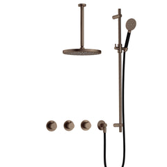 Hotbath Cobber IBS70 inbouw doucheset - ronde handdouche - 20cm hoofddouche - 30cm plafondbuis - glijstang - Verouderd Messing