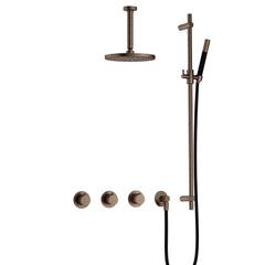 Hotbath Cobber IBS70 inbouw doucheset - staafhanddouche - 20cm hoofddouche - 15cm plafondbuis - glijstang - Verouderd Messing