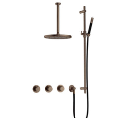 Hotbath Cobber IBS70 inbouw doucheset - staafhanddouche - 30cm hoofddouche - 30cm plafondbuis - glijstang - Verouderd Messing