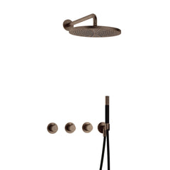 Hotbath Cobber IBS70 inbouw doucheset - staafhanddouche - 30cm hoofddouche - wandarm - wandhouder - Verouderd Messing