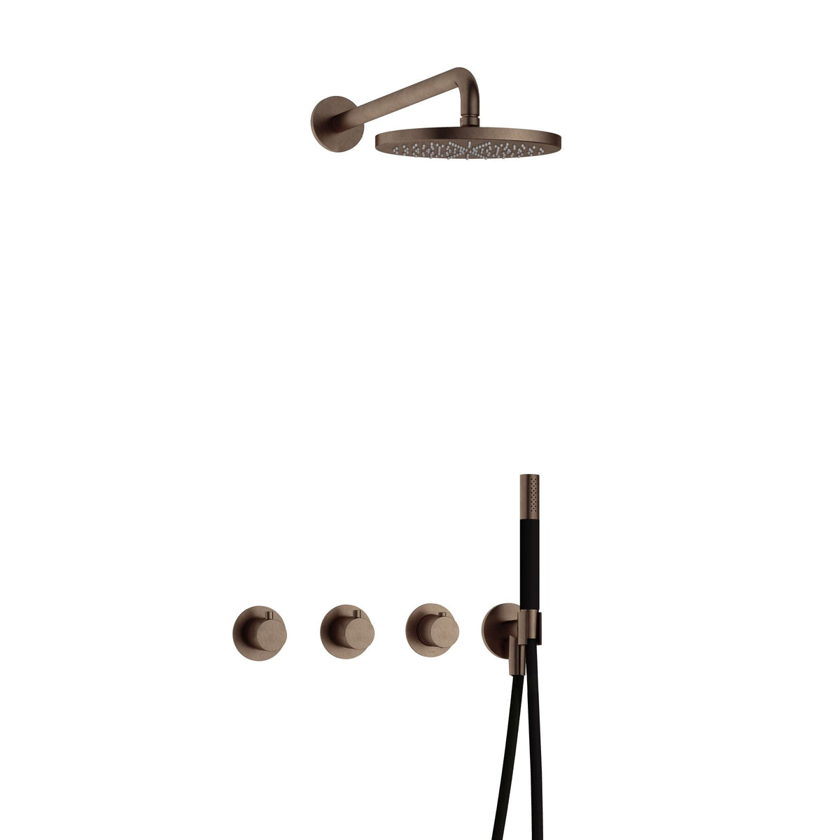 Hotbath Cobber IBS70 inbouw doucheset - staafhanddouche - 20cm hoofddouche - wandarm - wandhouder - Verouderd Messing