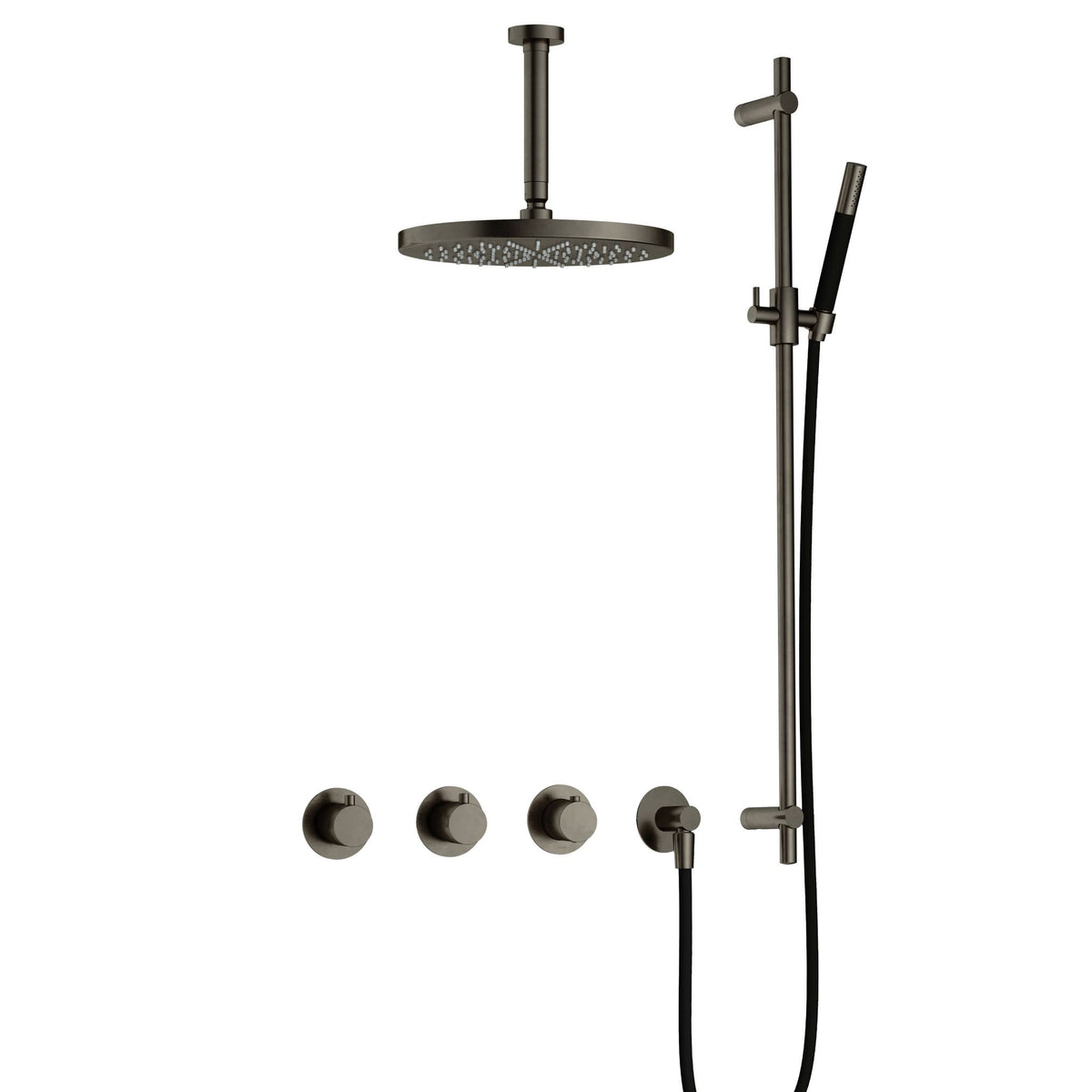 Hotbath Cobber IBS70 inbouw doucheset - staafhanddouche - 30cm hoofddouche - 15cm plafondbuis - glijstang - Verouderd IJzer