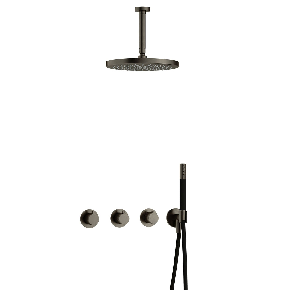 Hotbath Cobber IBS70 inbouw doucheset - staafhanddouche - 30cm hoofddouche - 15cm plafondbuis - wandhouder - Verouderd IJzer
