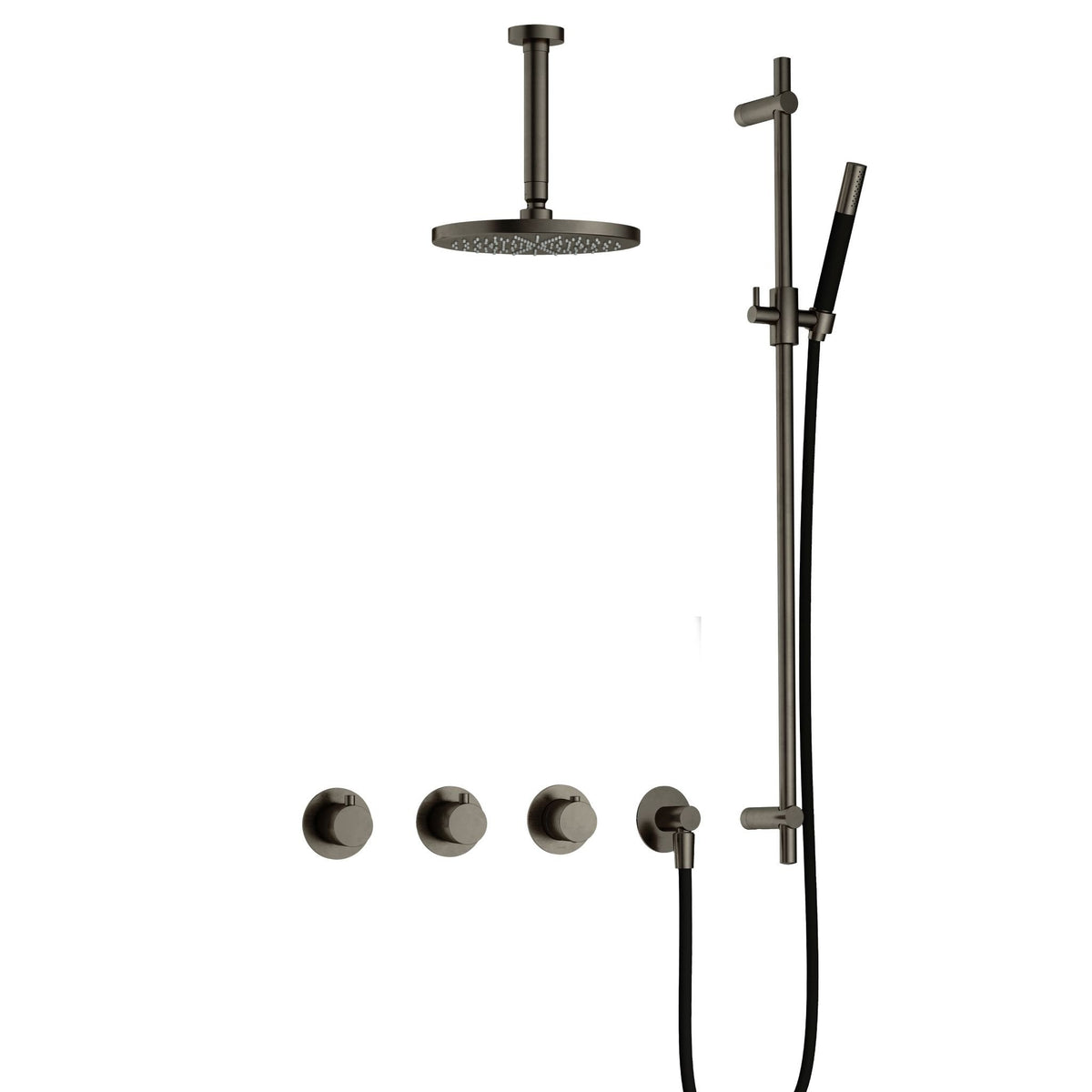 Hotbath Cobber IBS70 inbouw doucheset - staafhanddouche - 20cm hoofddouche - 15cm plafondbuis - glijstang - Verouderd IJzer