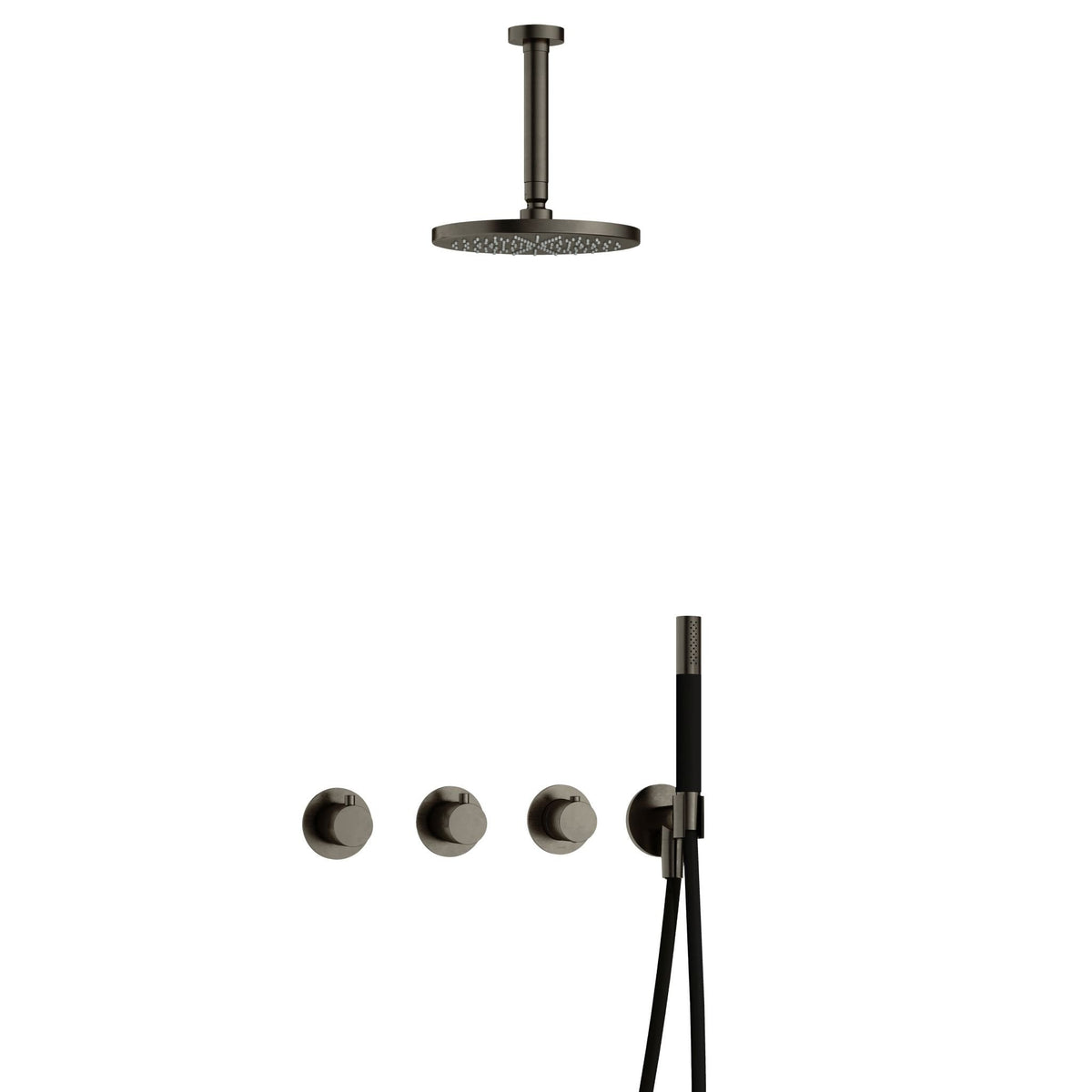 Hotbath Cobber IBS70 inbouw doucheset - staafhanddouche - 20cm hoofddouche - 15cm plafondbuis - wandhouder - Verouderd IJzer