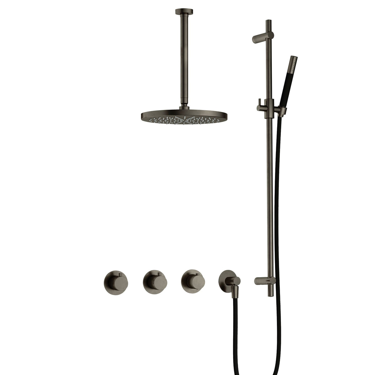 Hotbath Cobber IBS70 inbouw doucheset - staafhanddouche - 30cm hoofddouche - 30cm plafondbuis - glijstang - Verouderd IJzer