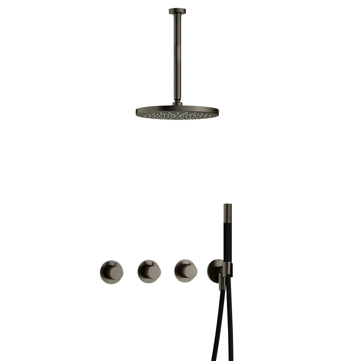 Hotbath Cobber IBS70 inbouw doucheset - staafhanddouche - 30cm hoofddouche - 30cm plafondbuis - wandhouder - Verouderd IJzer