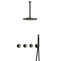 Hotbath Cobber IBS70 inbouw doucheset - staafhanddouche - 30cm hoofddouche - 30cm plafondbuis - wandhouder - Verouderd IJzer