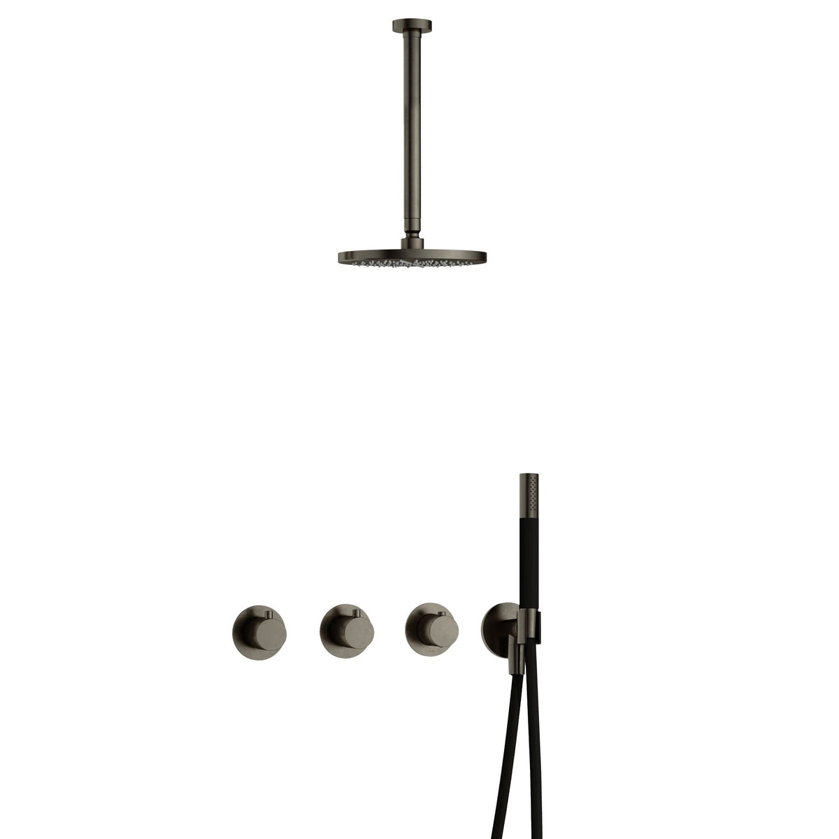 Hotbath Cobber IBS70 inbouw doucheset - staafhanddouche - 20cm hoofddouche - 30cm plafondbuis - wandhouder - Verouderd IJzer
