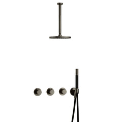 Hotbath Cobber IBS70 inbouw doucheset - staafhanddouche - 20cm hoofddouche - 30cm plafondbuis - wandhouder - Verouderd IJzer