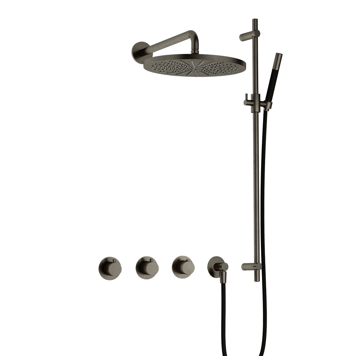 Hotbath Cobber IBS70 inbouw doucheset - staafhanddouche - 30cm hoofddouche - wandarm - glijstang - Verouderd IJzer