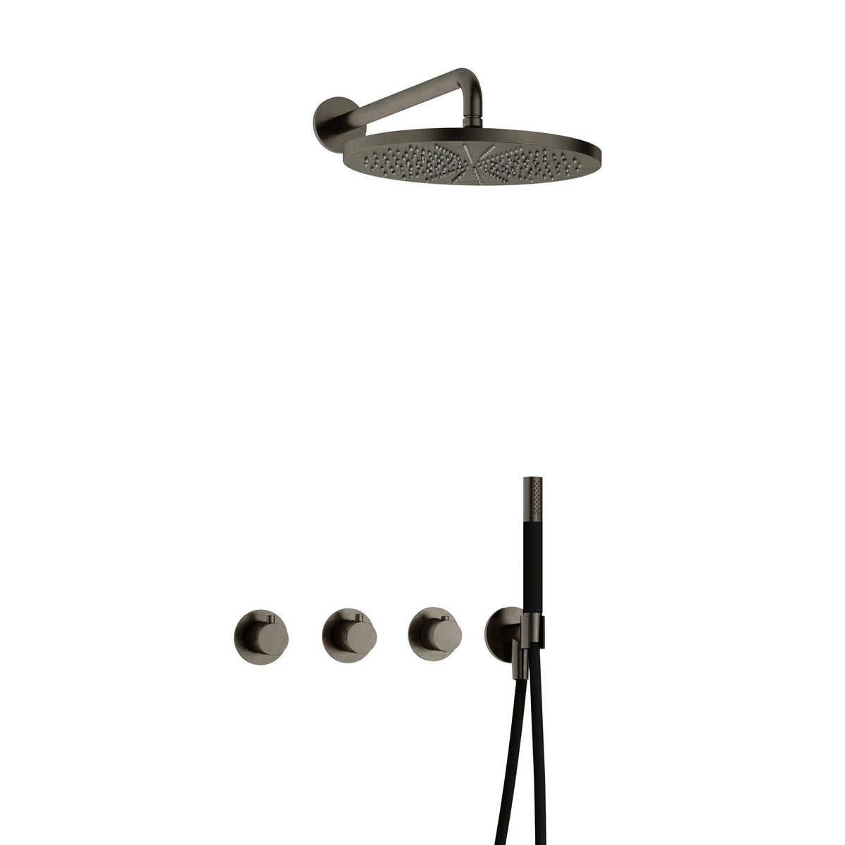 Hotbath Cobber IBS70 inbouw doucheset - staafhanddouche - 30cm hoofddouche - wandarm - wandhouder - Verouderd IJzer
