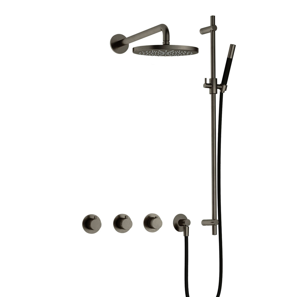 Hotbath Cobber IBS70 inbouw doucheset - staafhanddouche - 20cm hoofddouche - wandarm - glijstang - Verouderd IJzer