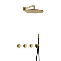Hotbath Cobber IBS70 inbouw doucheset - staafhanddouche - 30cm hoofddouche - wandarm - wandhouder - Geborsteld Messing